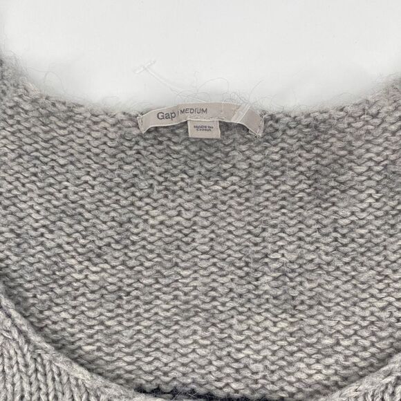 Gap Alpaca Wool Blend Stripe‎ Round Neck Long Sweater Grey Medium - Picture 4 of 8